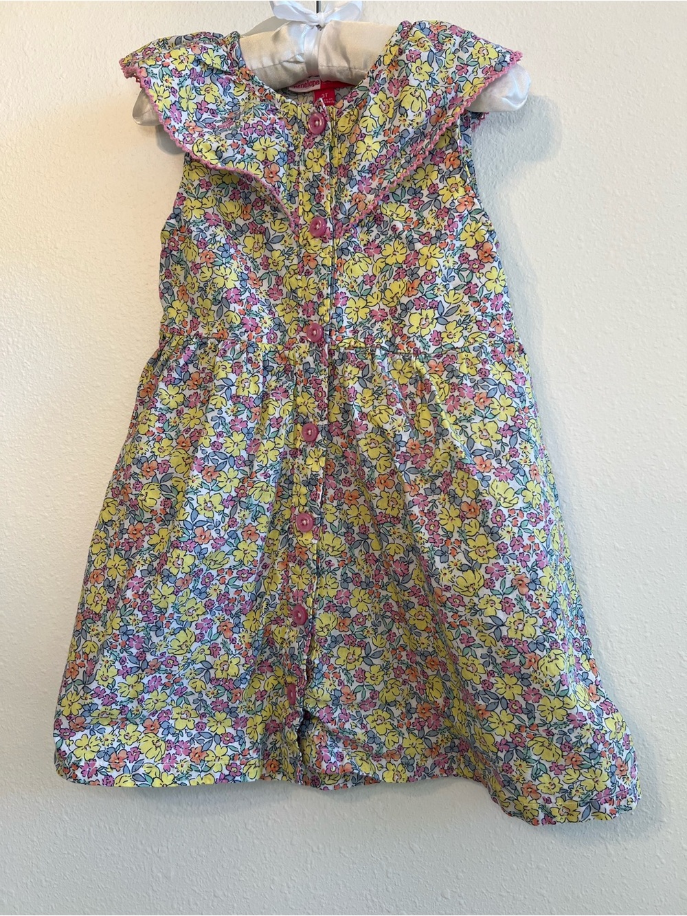 Penelope Mack Floral Cotton Button Down Toddler Girl Dress